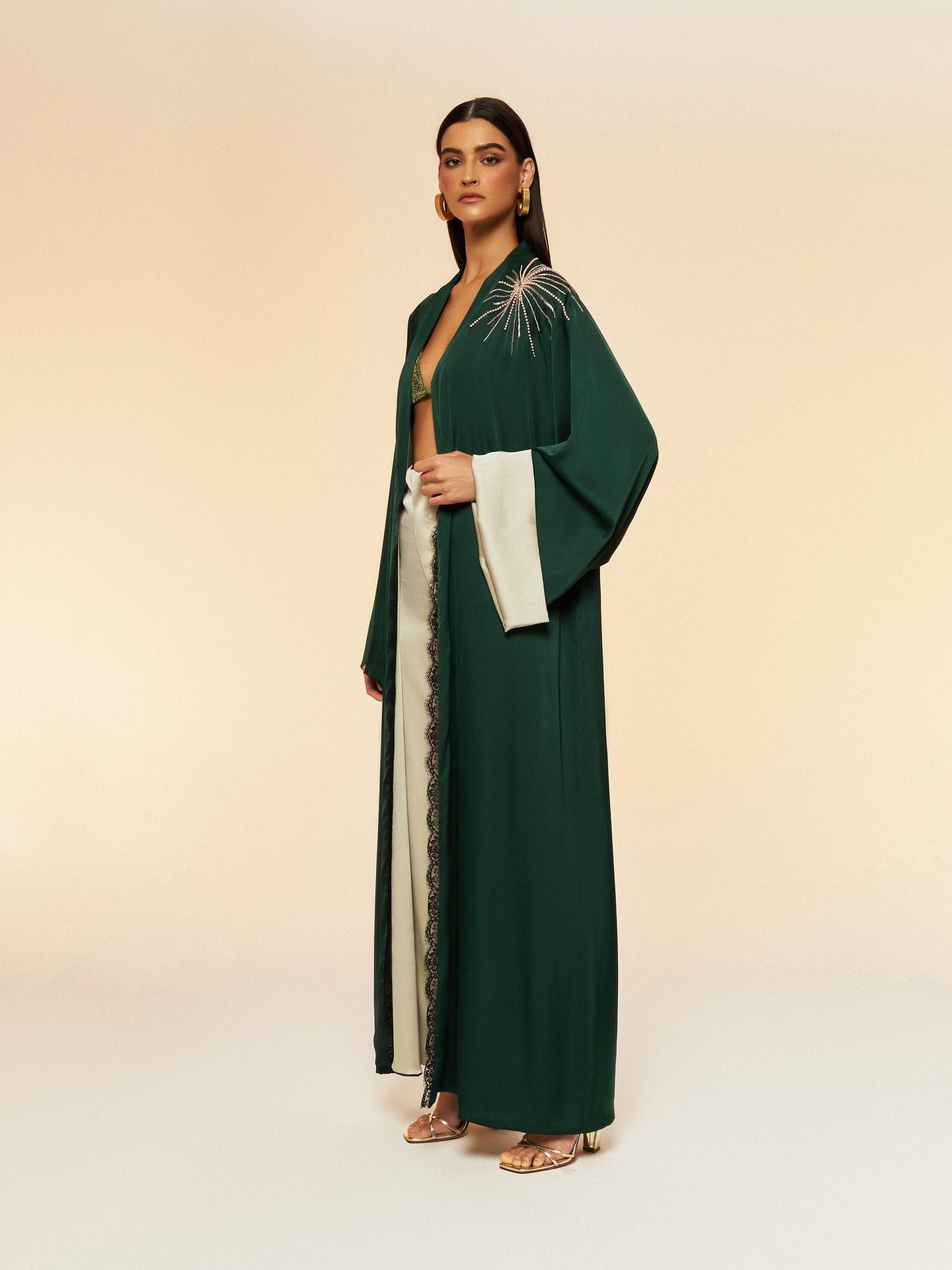 LAYALI KIMONO IN EMERALD GREEN