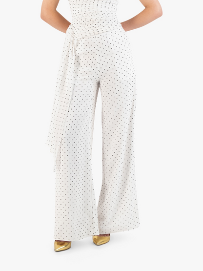 KAY TROUSERS IN WHITE POLKA