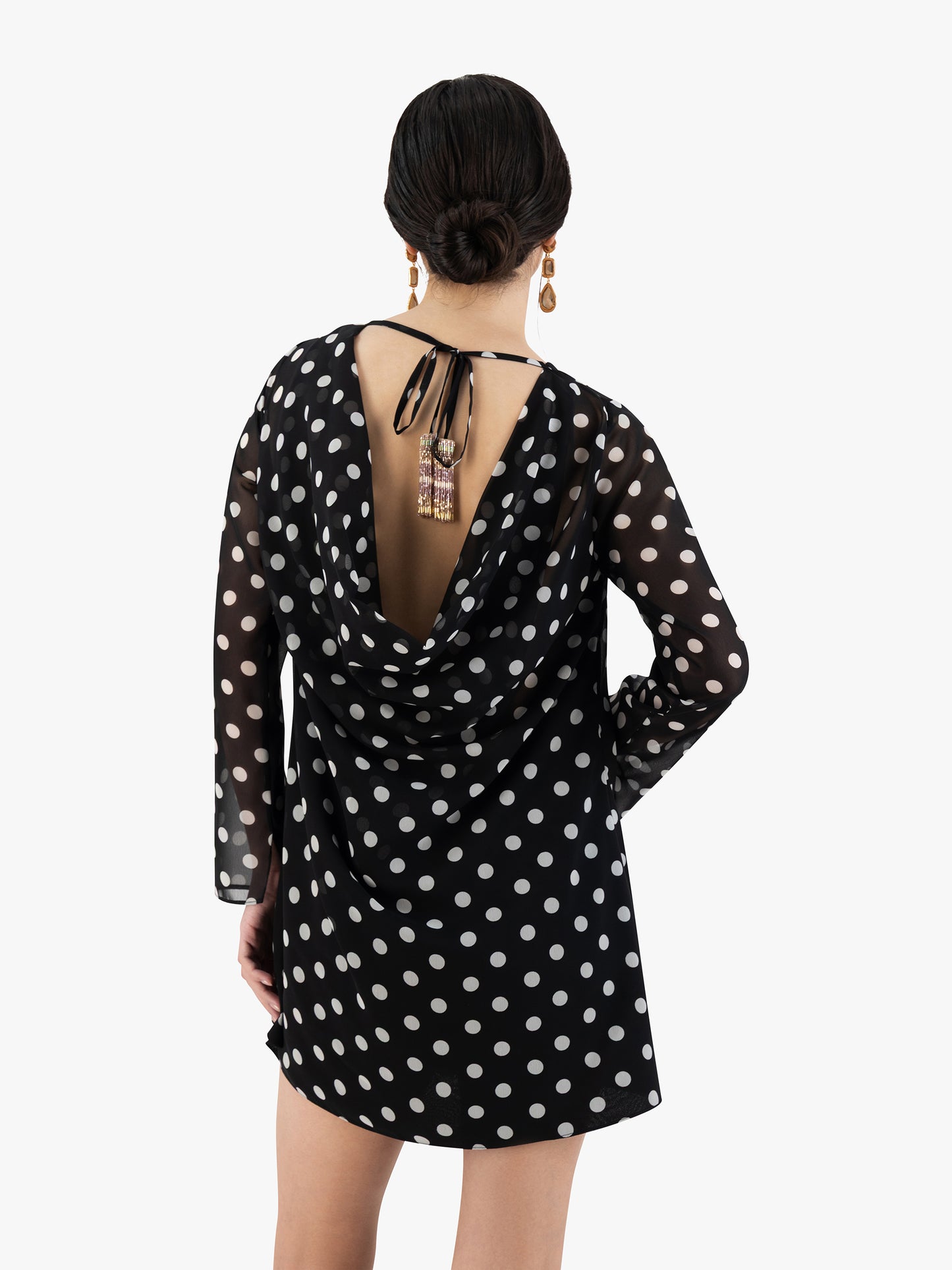 POOL SIDE MINI DRESS IN BLACK POLKA
