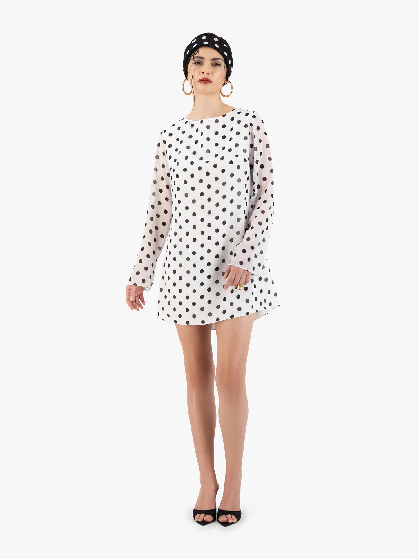 POOL SIDE MINI DRESS IN WHITE POLKA