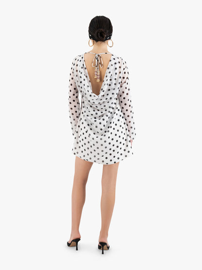 POOL SIDE MINI DRESS IN WHITE POLKA