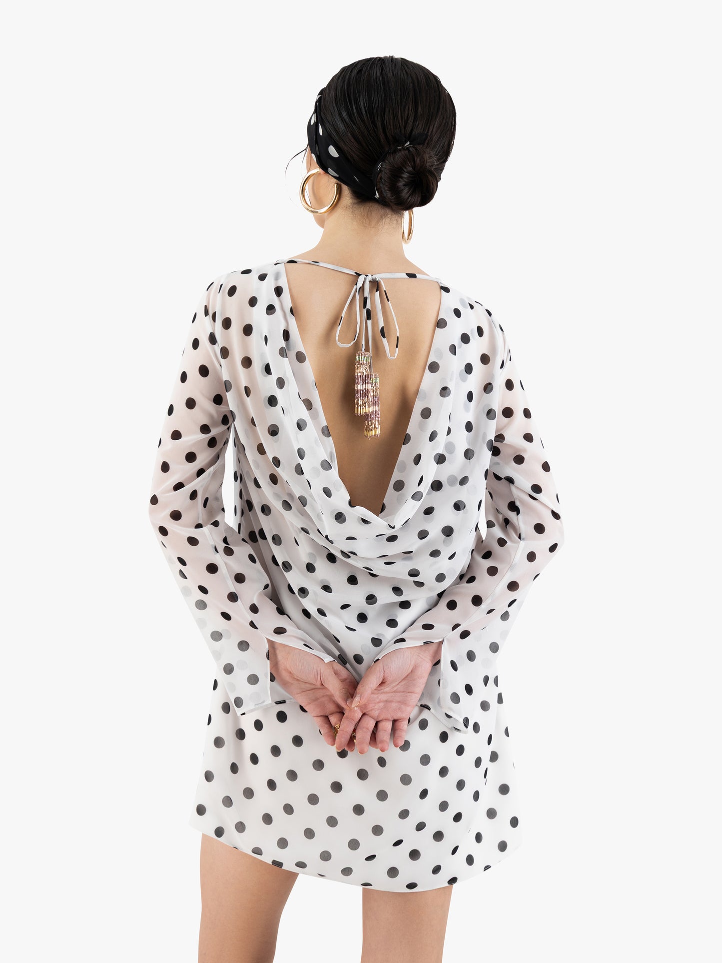 POOL SIDE MINI DRESS IN WHITE POLKA