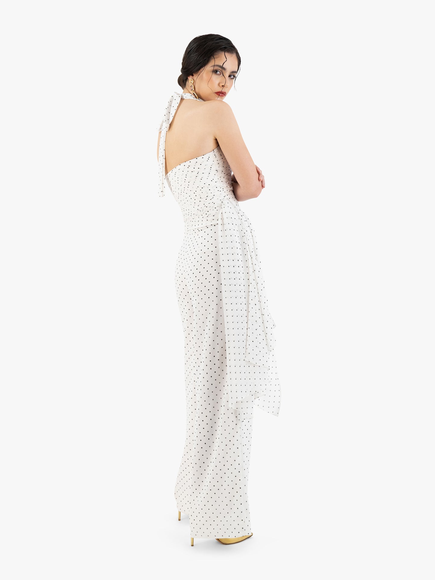 KAY TOP IN WHITE POLKA