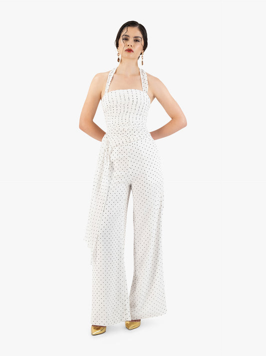KAY TROUSERS IN WHITE POLKA