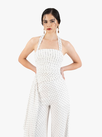 KAY TOP IN WHITE POLKA