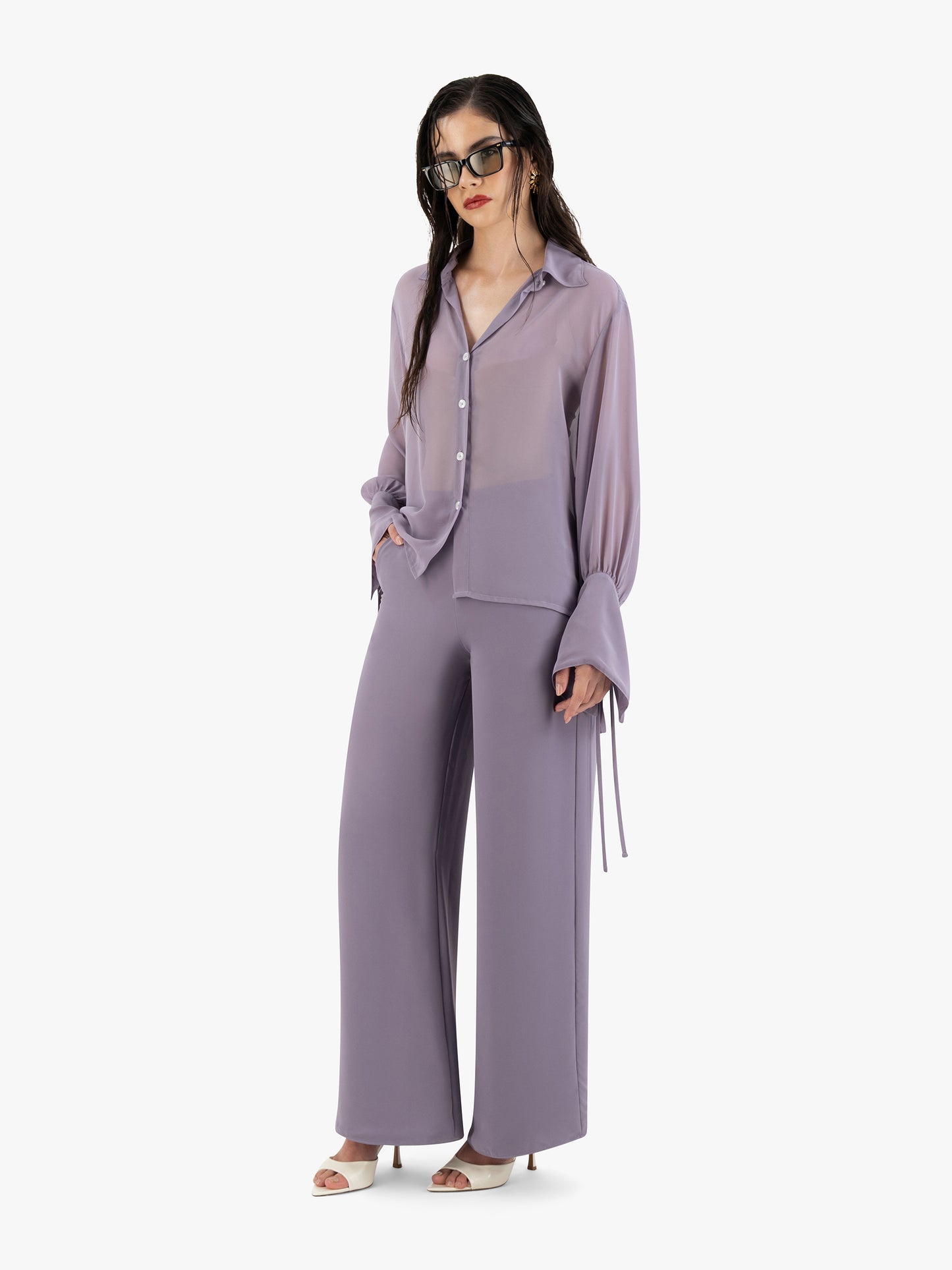 KATNESS SHEER SHIRT IN LILAC