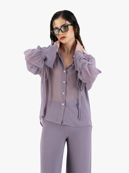 KATNESS SHEER SHIRT IN LILAC
