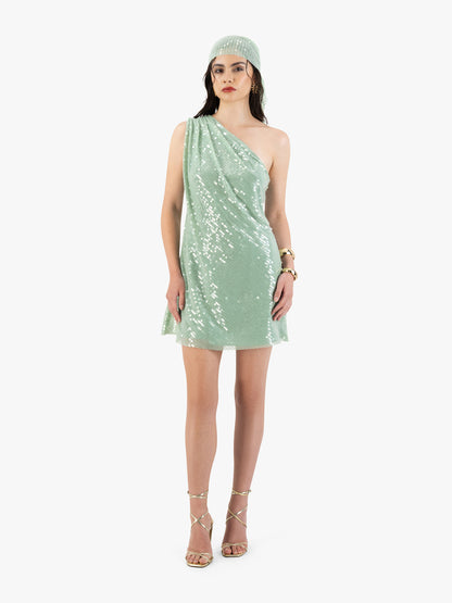 PEAL MINI DRESS IN MINT GREEN